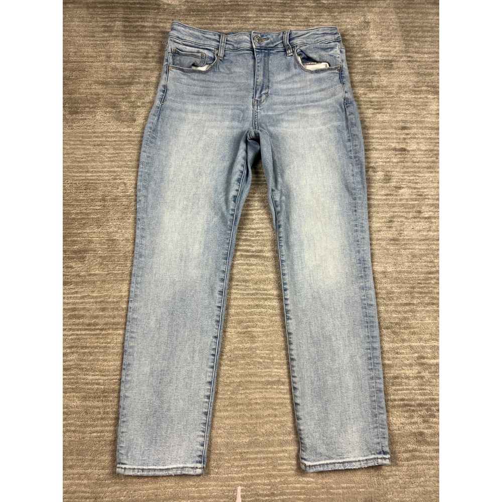 American Eagle Jeans Womens 14 Short Blue Skinny Super Stretch Light‎ Wash High